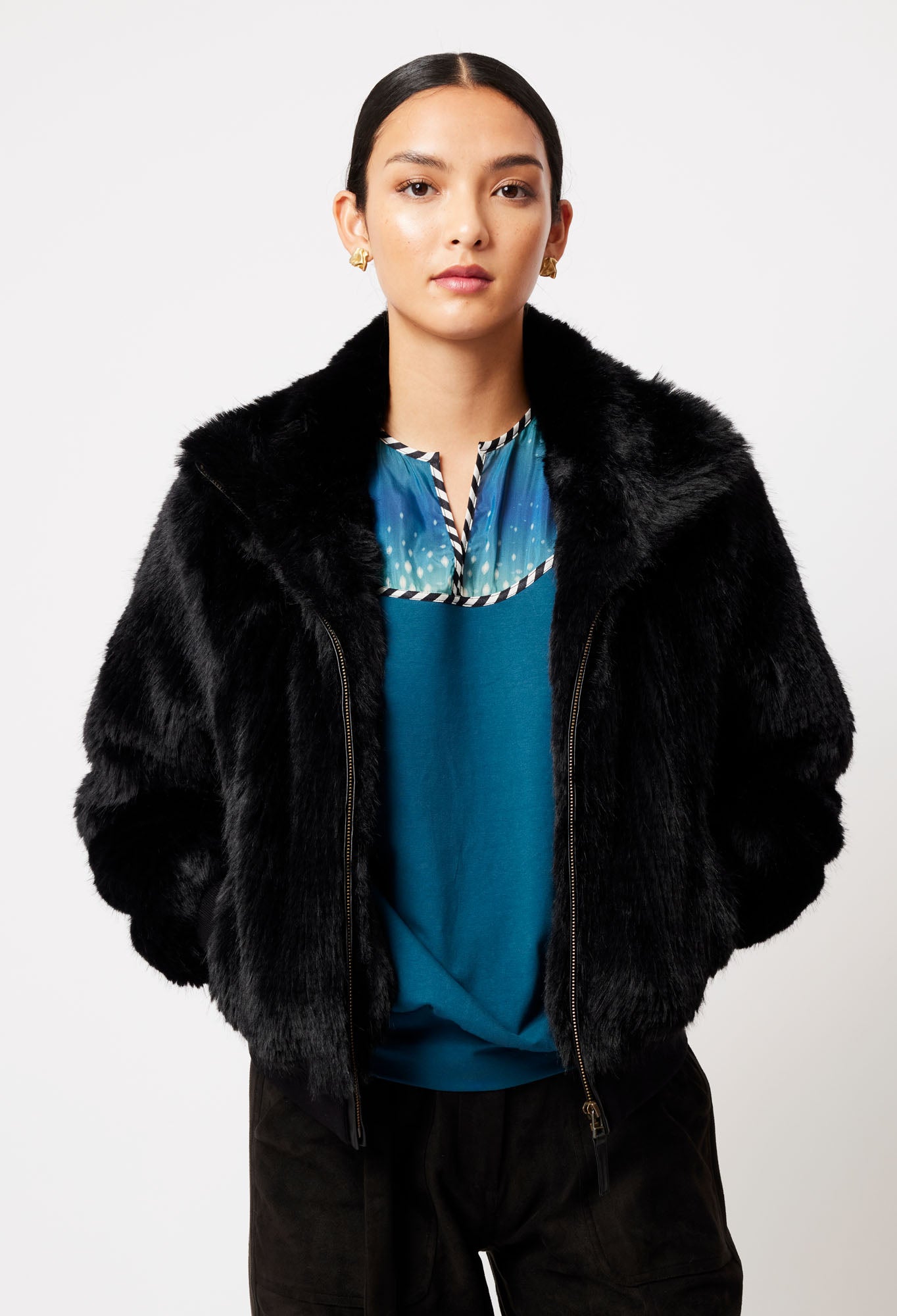 Tallitha Faux Fur Jacket in Black