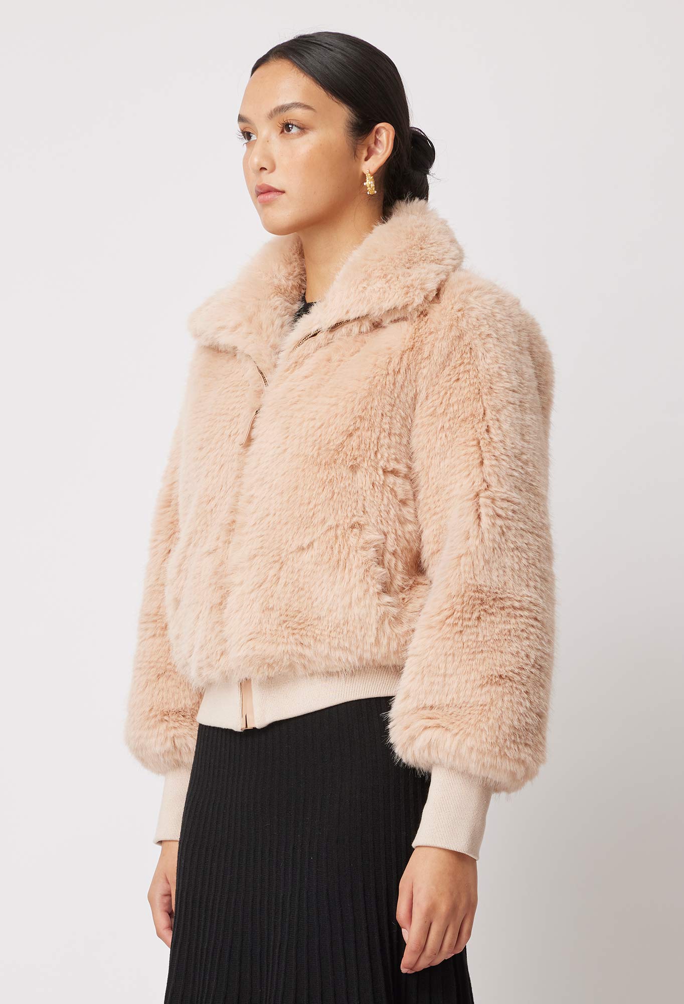 Tallitha Faux Fur Jacket in Rosewater