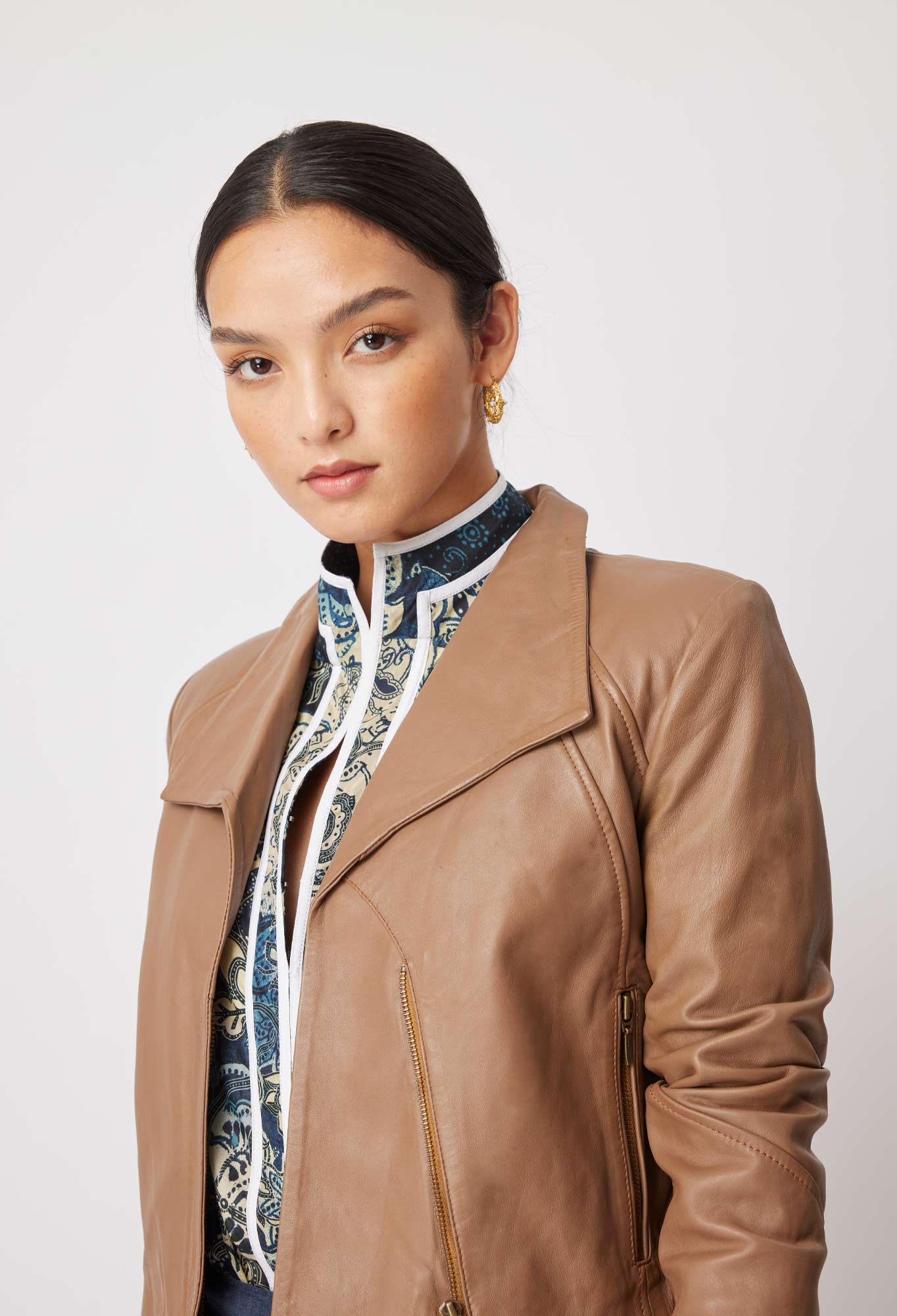 Chiara Leather Jacket in Caramel