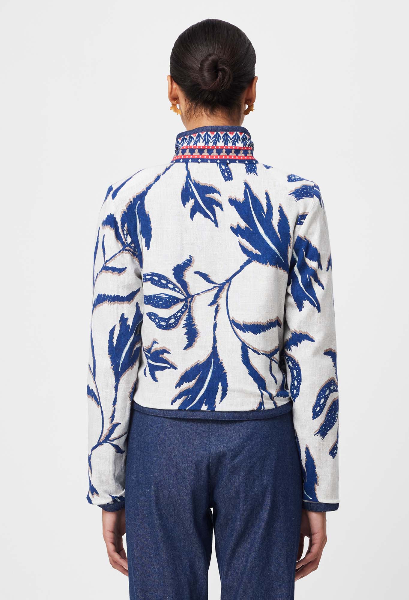 Delray Reversible Embroidered Cotton Jacket in Palm Shadow