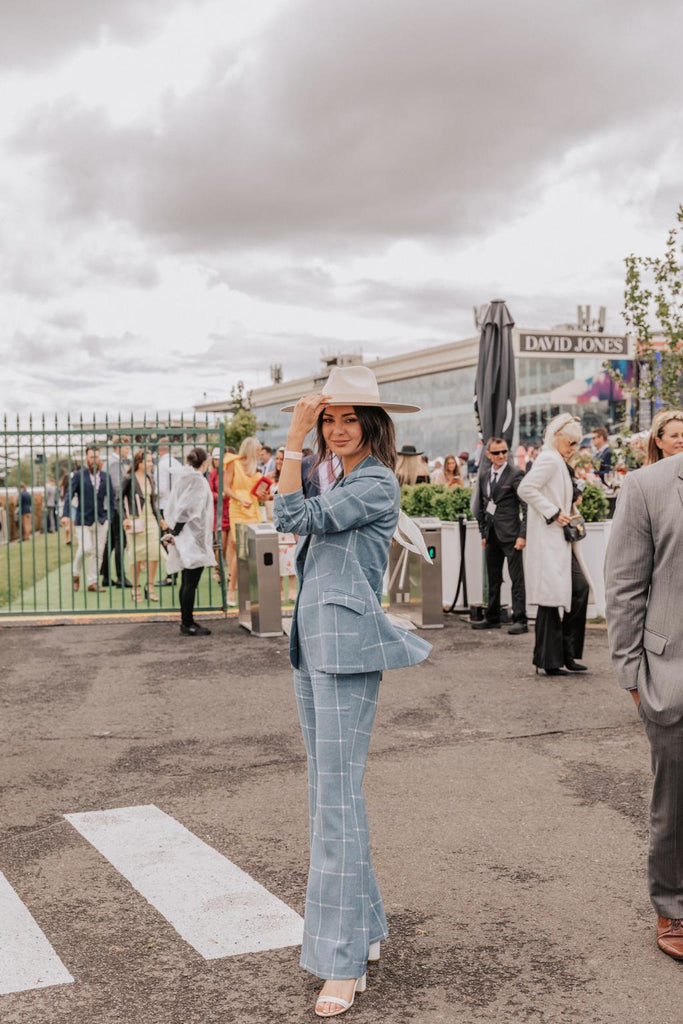 Vogue featuring Sarah Cate Macleod wearing the Oregon Blazer and the Nevada Pant in the best dressed list from Caulfield Cup. 