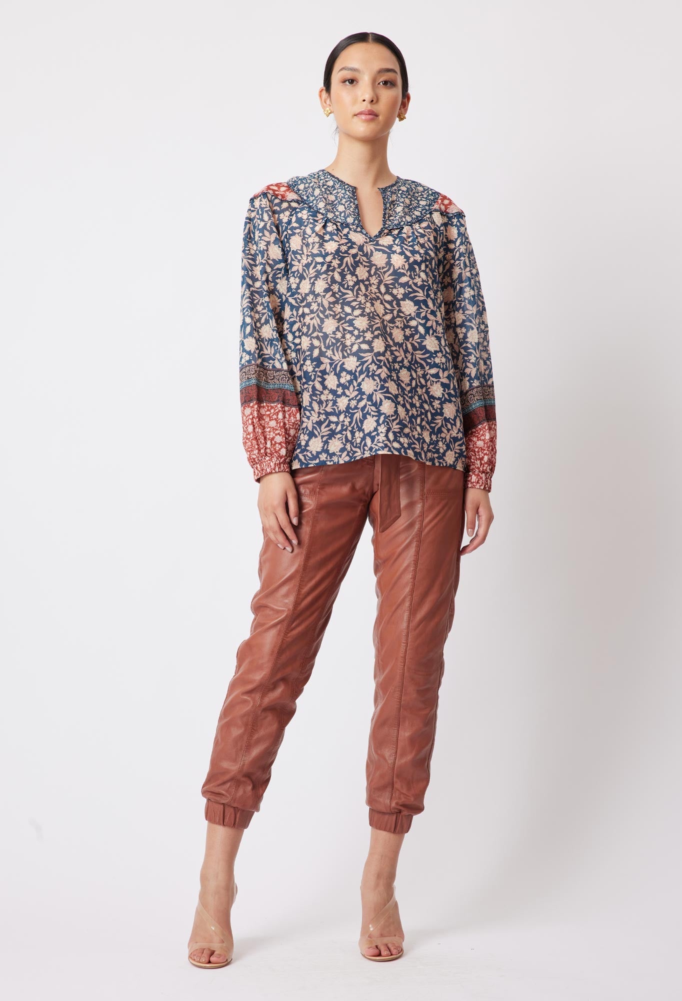 Tallitha Leather Pant in Rust