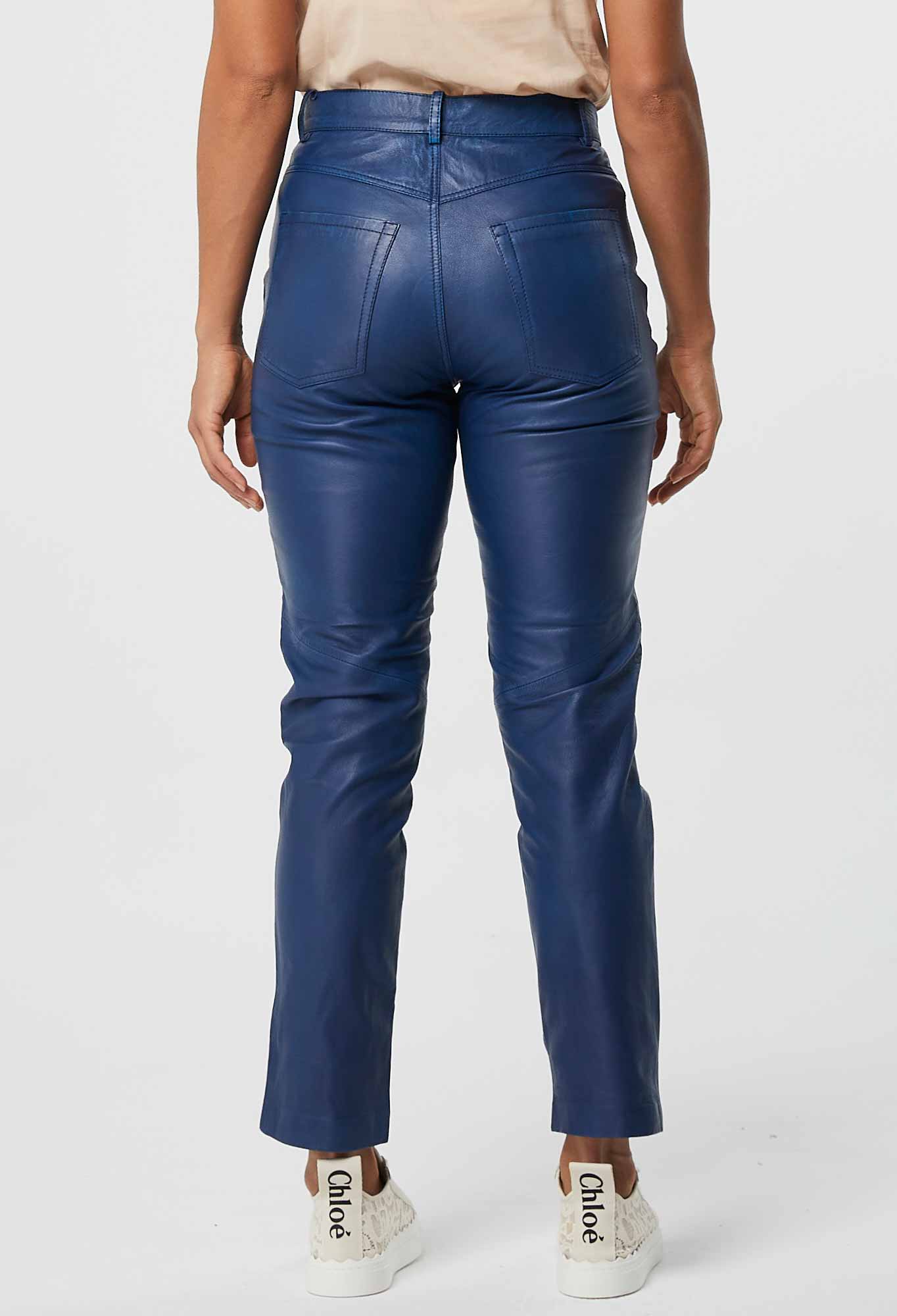 Milton Leather Boyfriend Jean in Washed Indigo