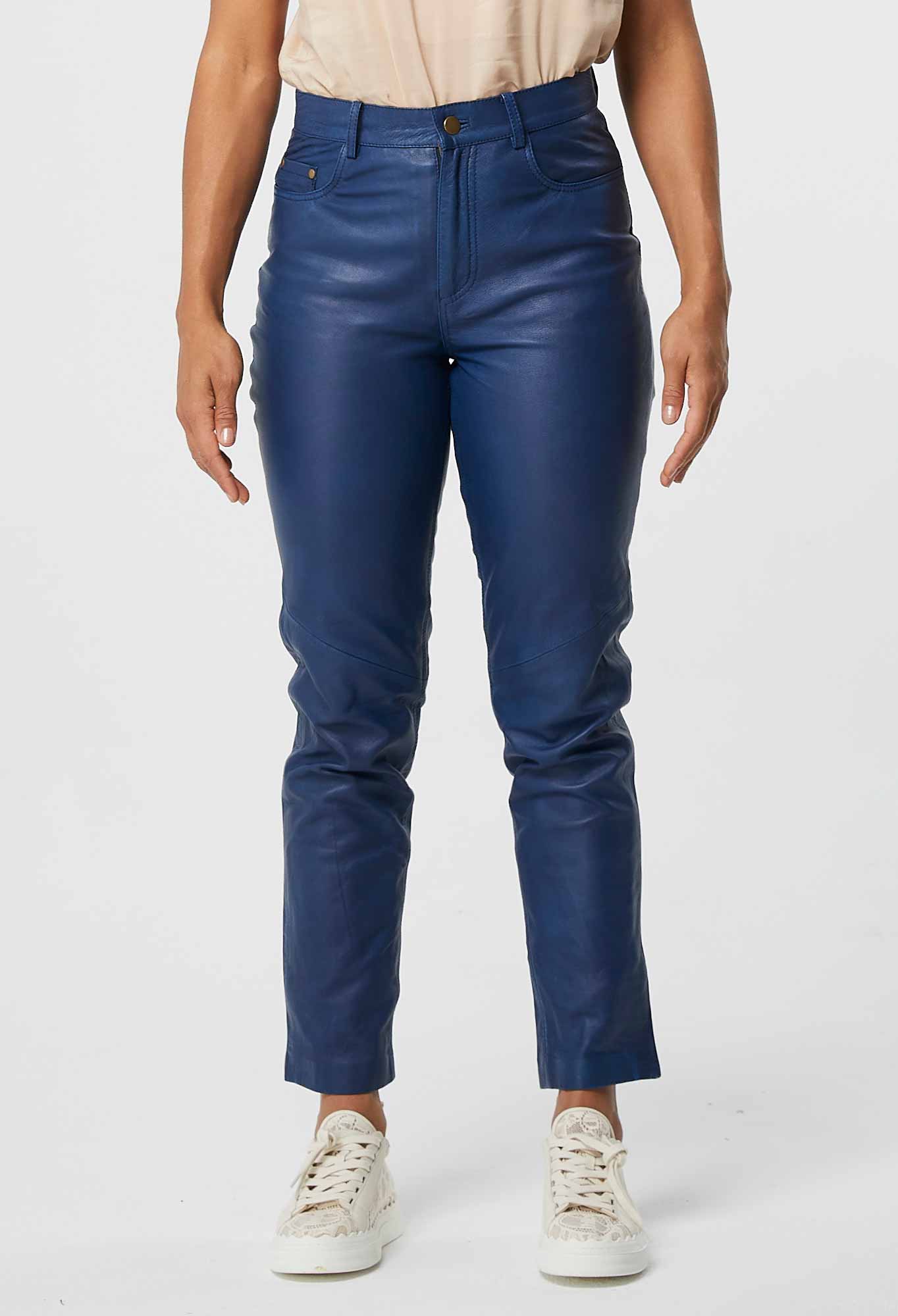 Milton Leather Boyfriend Jean in Washed Indigo