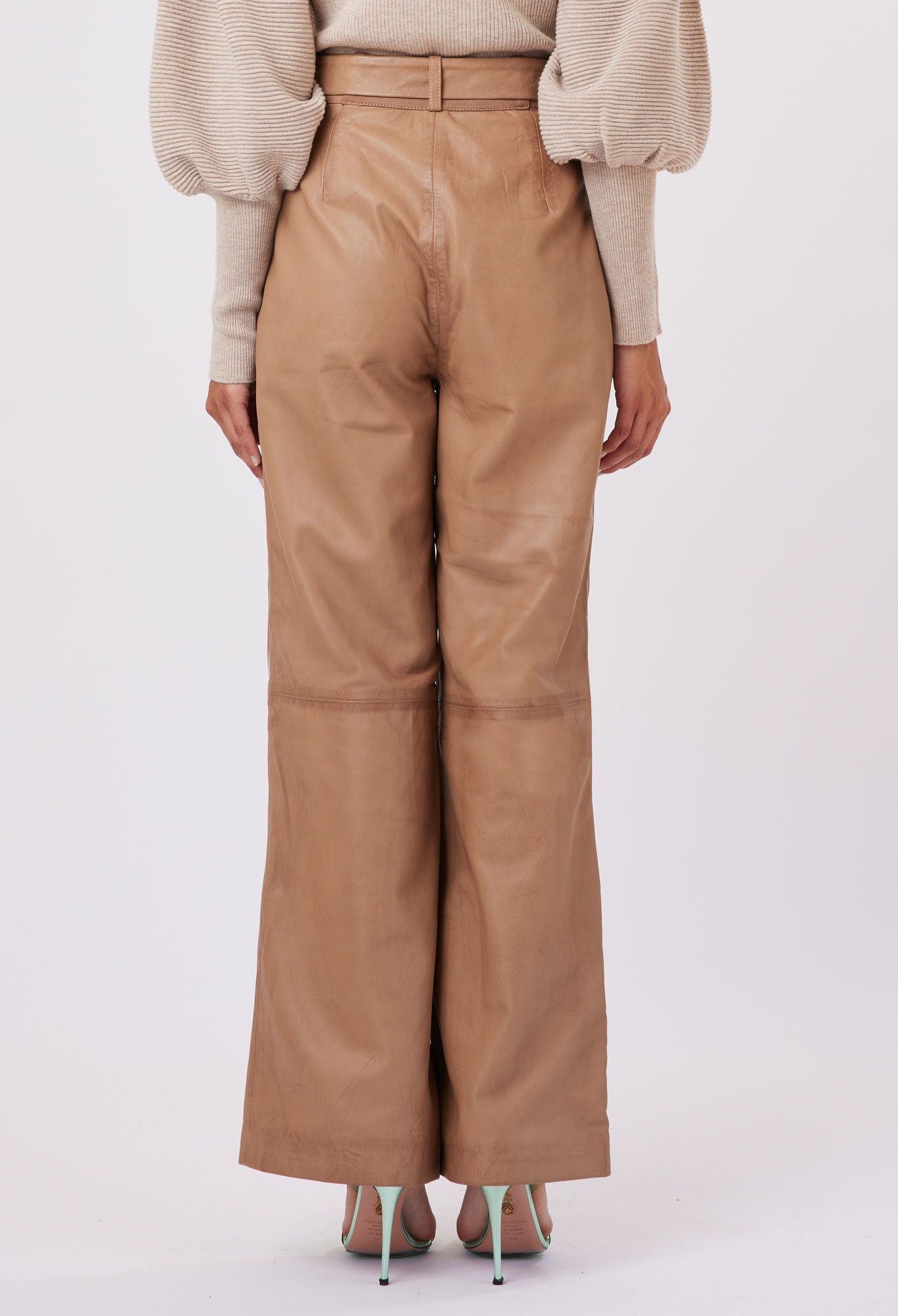 Halston Leather Pant in Husk