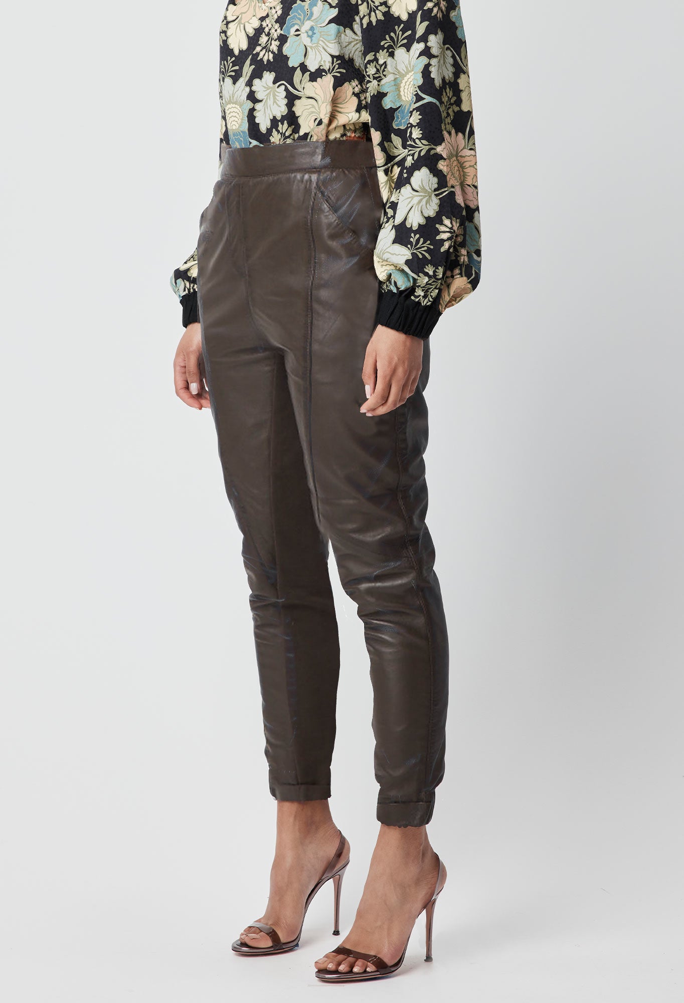 Farrah Leather Pant in Chocolate