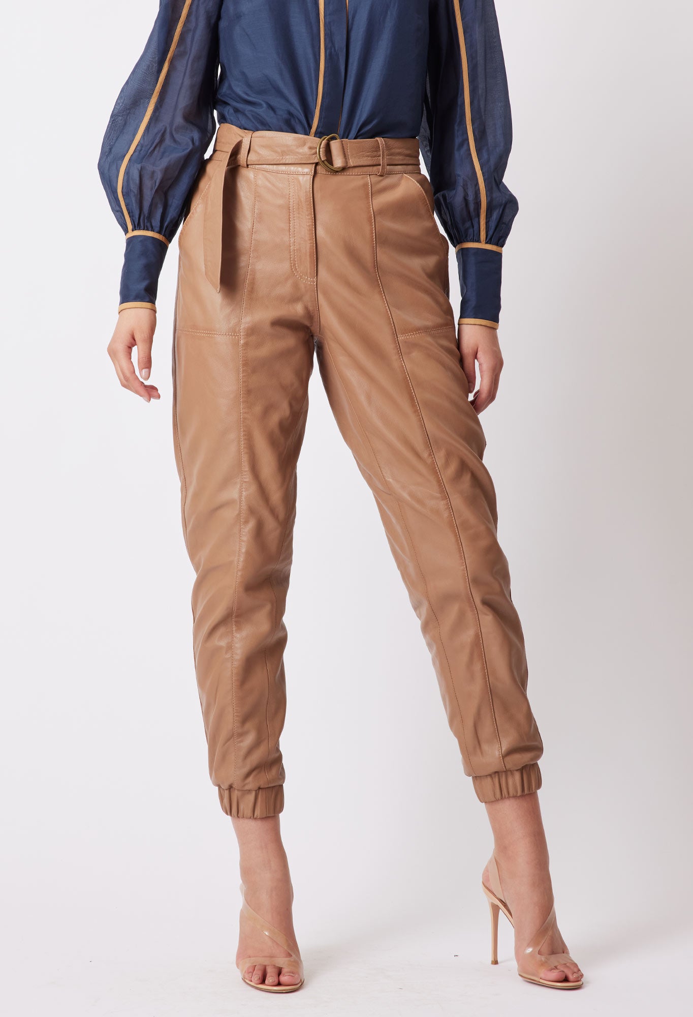 Tallitha Leather Pant in Husk