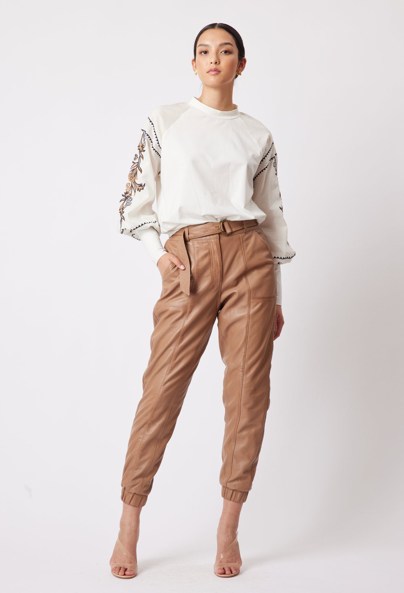 Tallitha Leather Pant in Husk