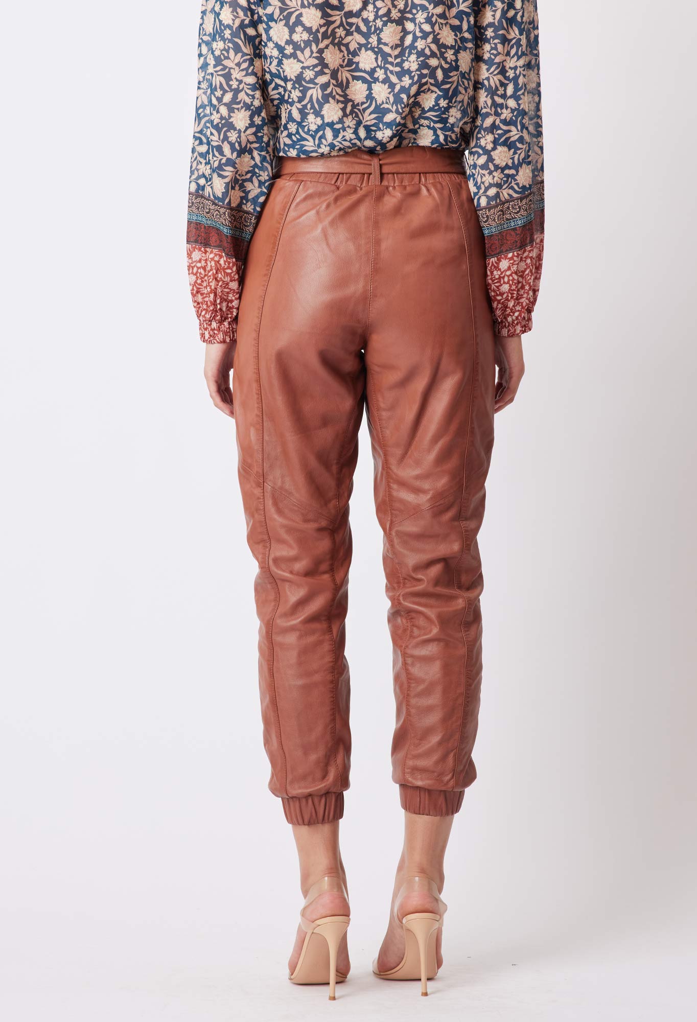 Tallitha Leather Pant in Rust