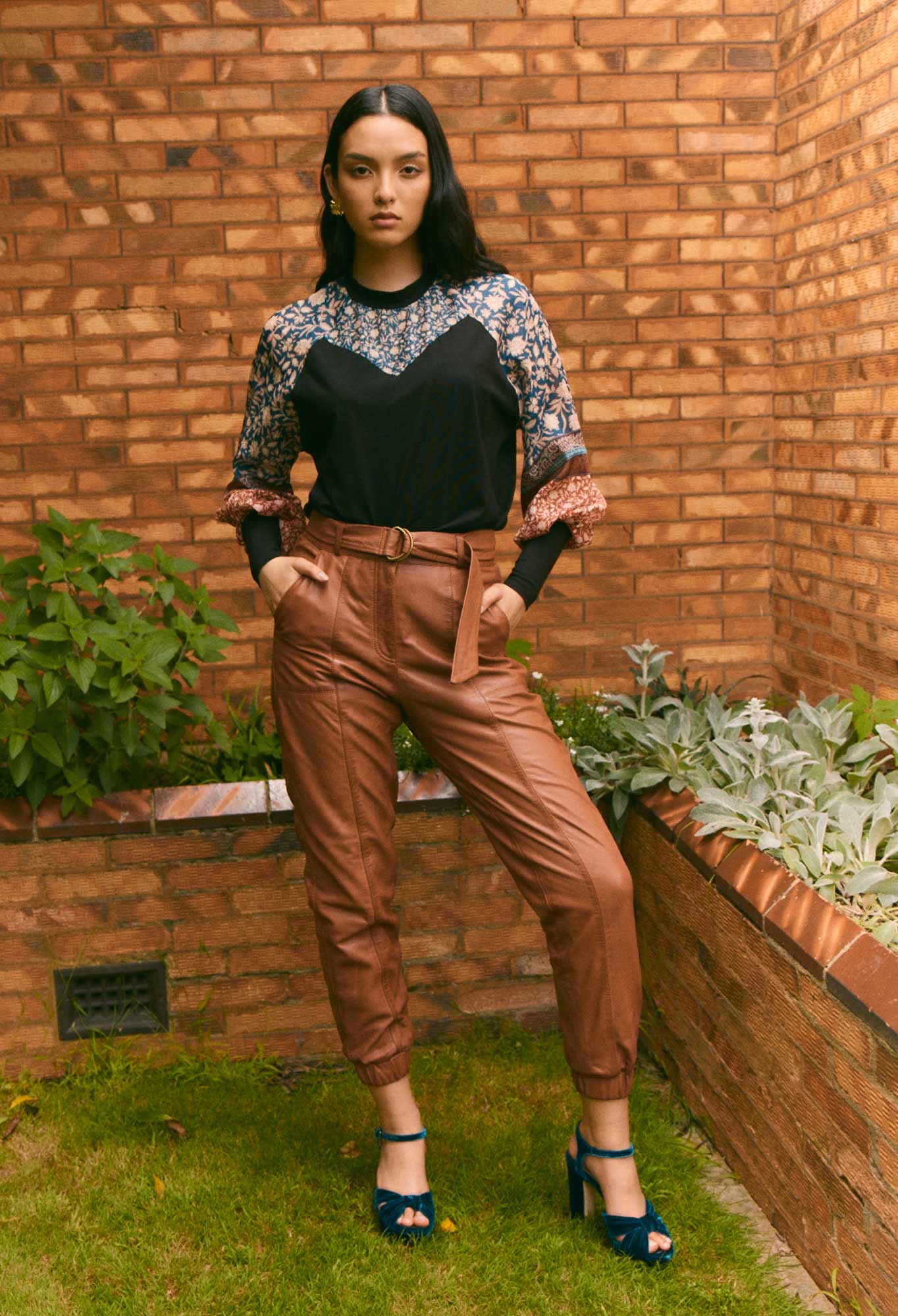 Tallitha Leather Pant in Rust