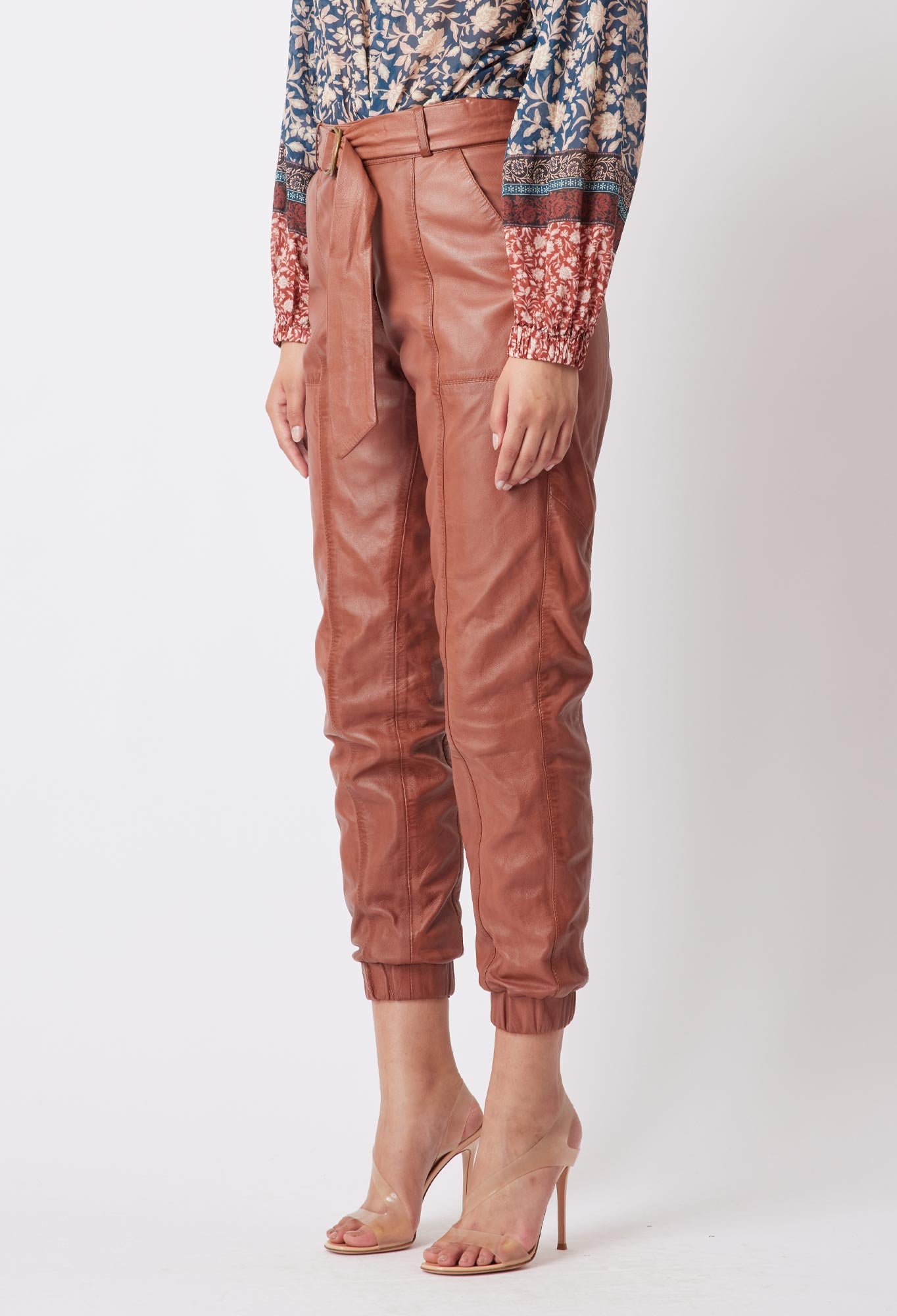 Tallitha Leather Pant in Rust