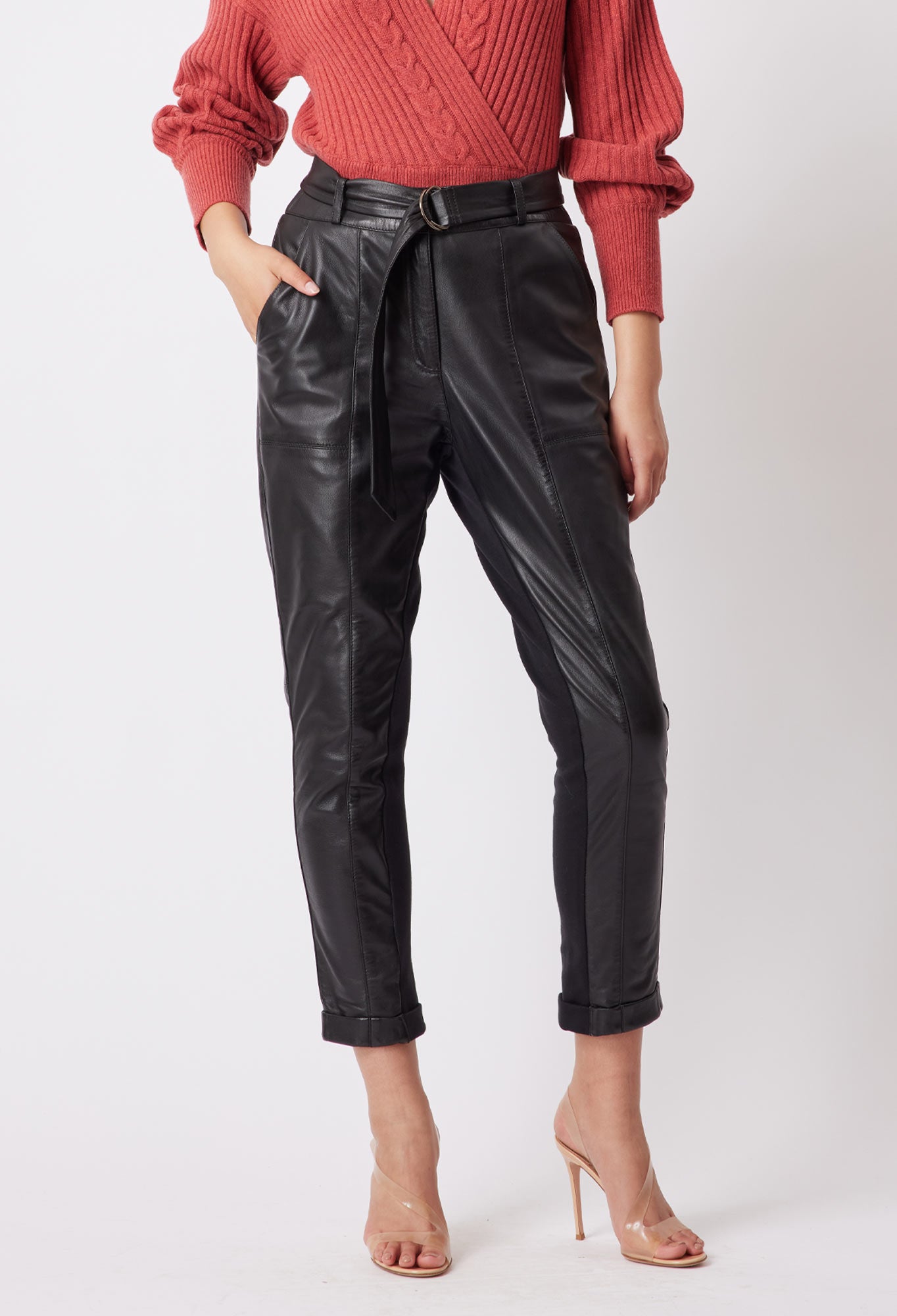 Serena Leather Pant in Black