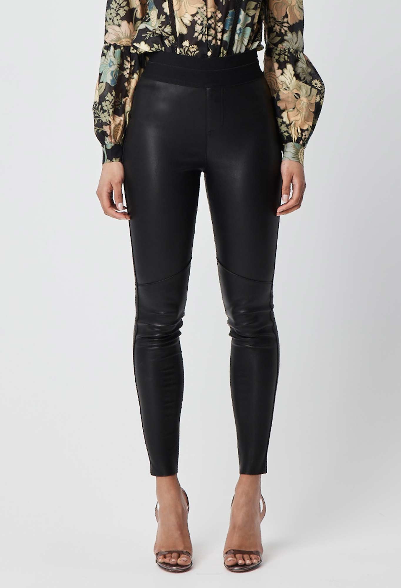 Seline Stretch Leather Pant in Black