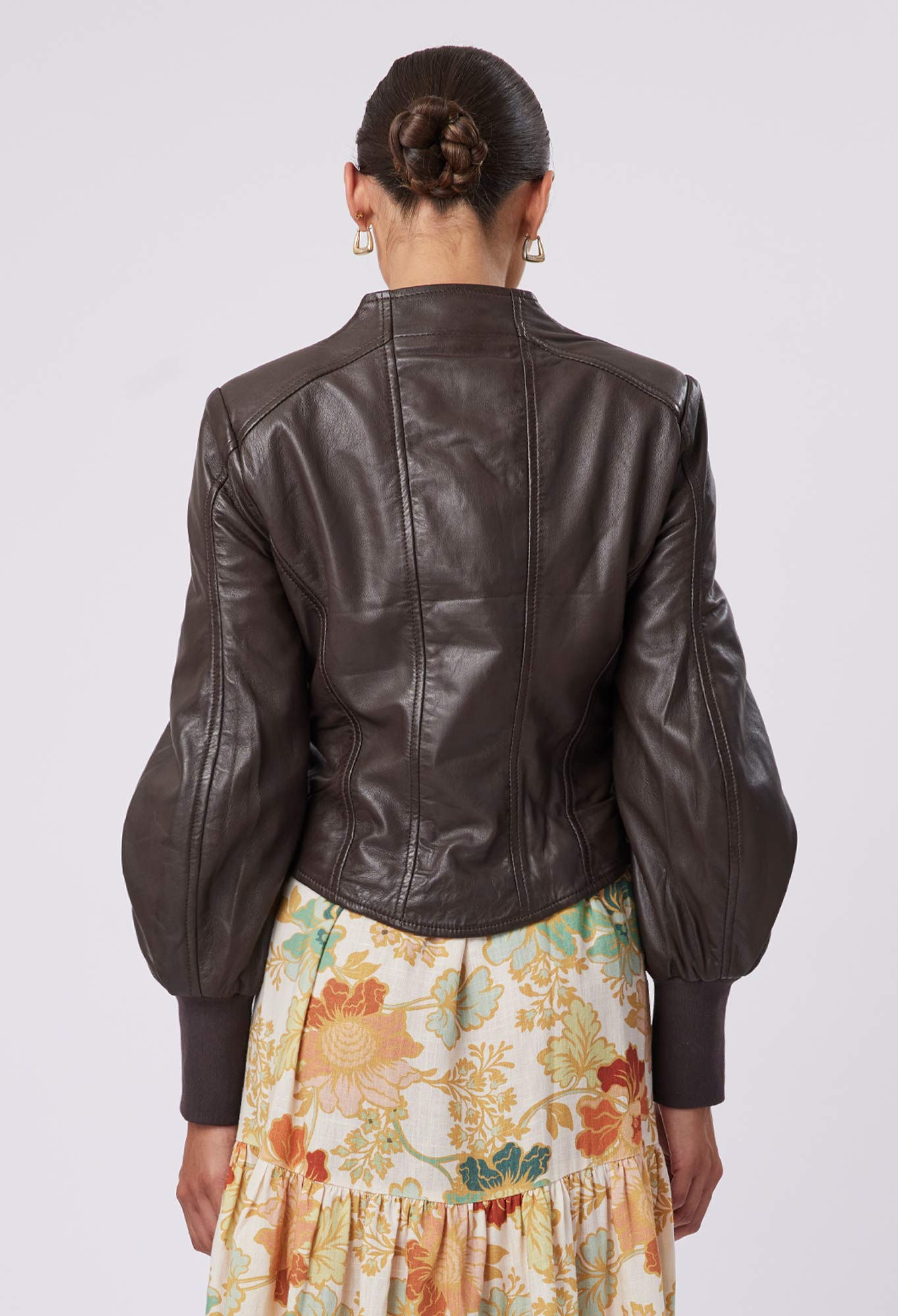 Farrah Leather Jacket in Chocolate