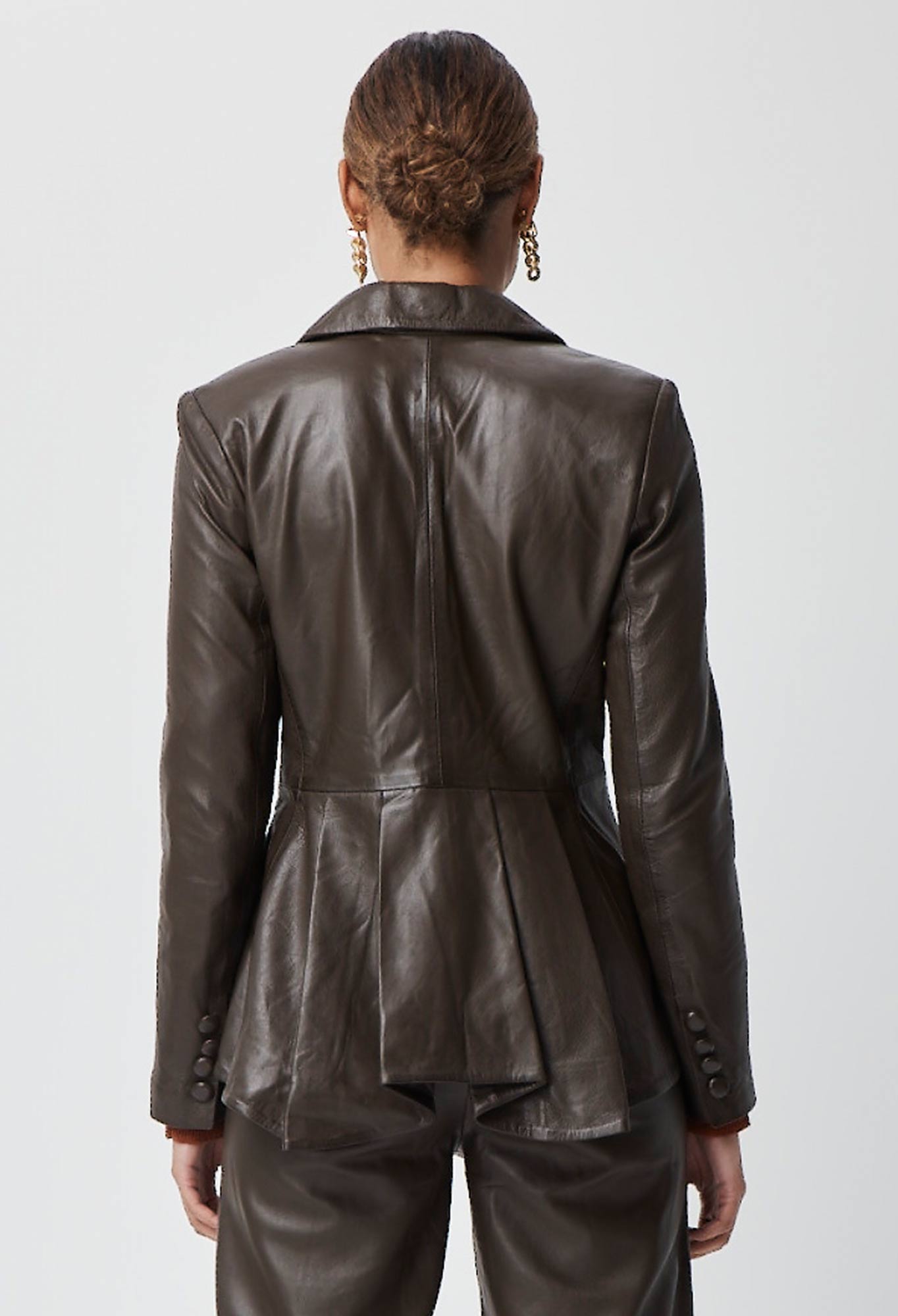 Halston Leather Blazer in Chocolate