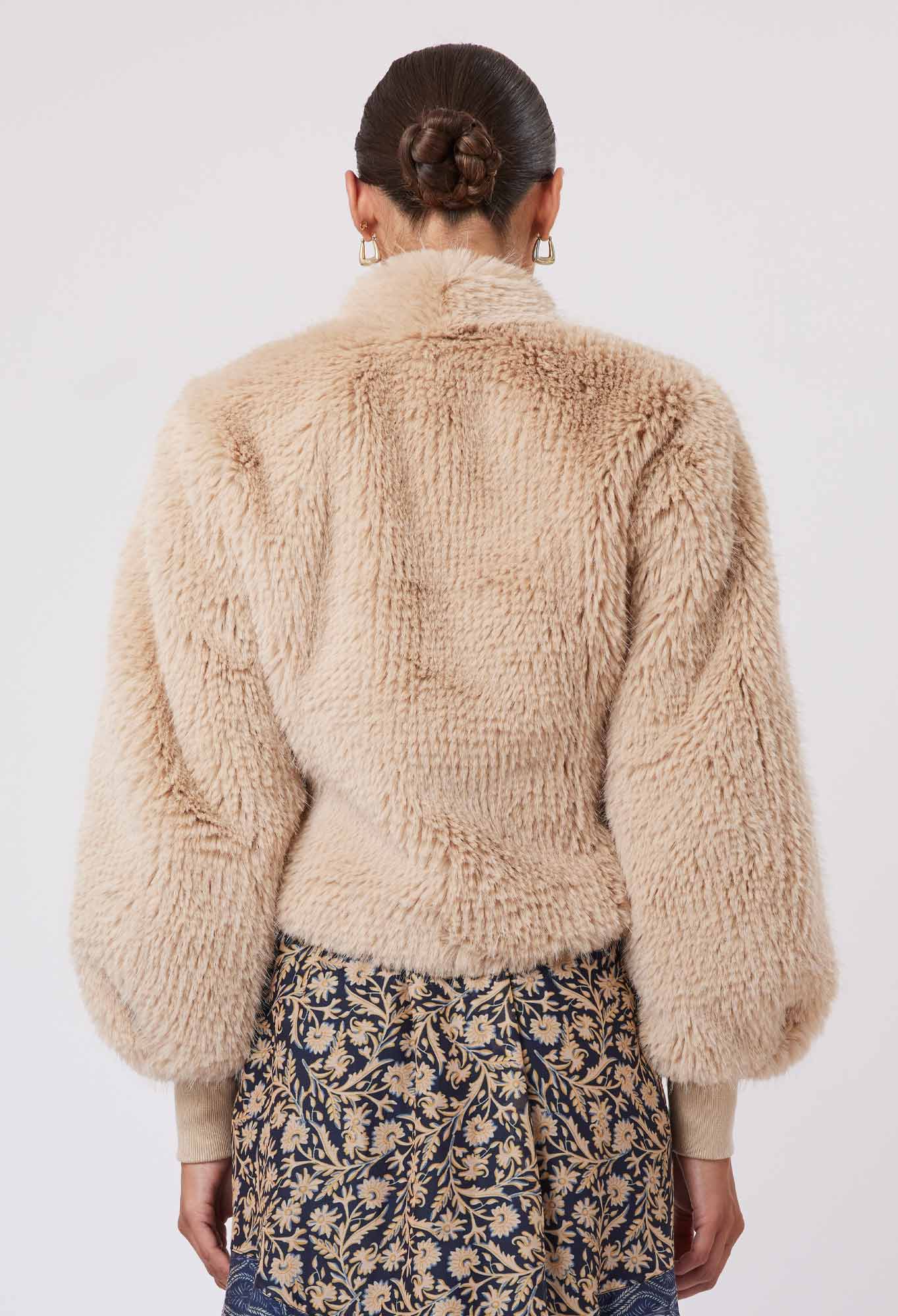 Farrah Faux Fur Jacket in Fawn