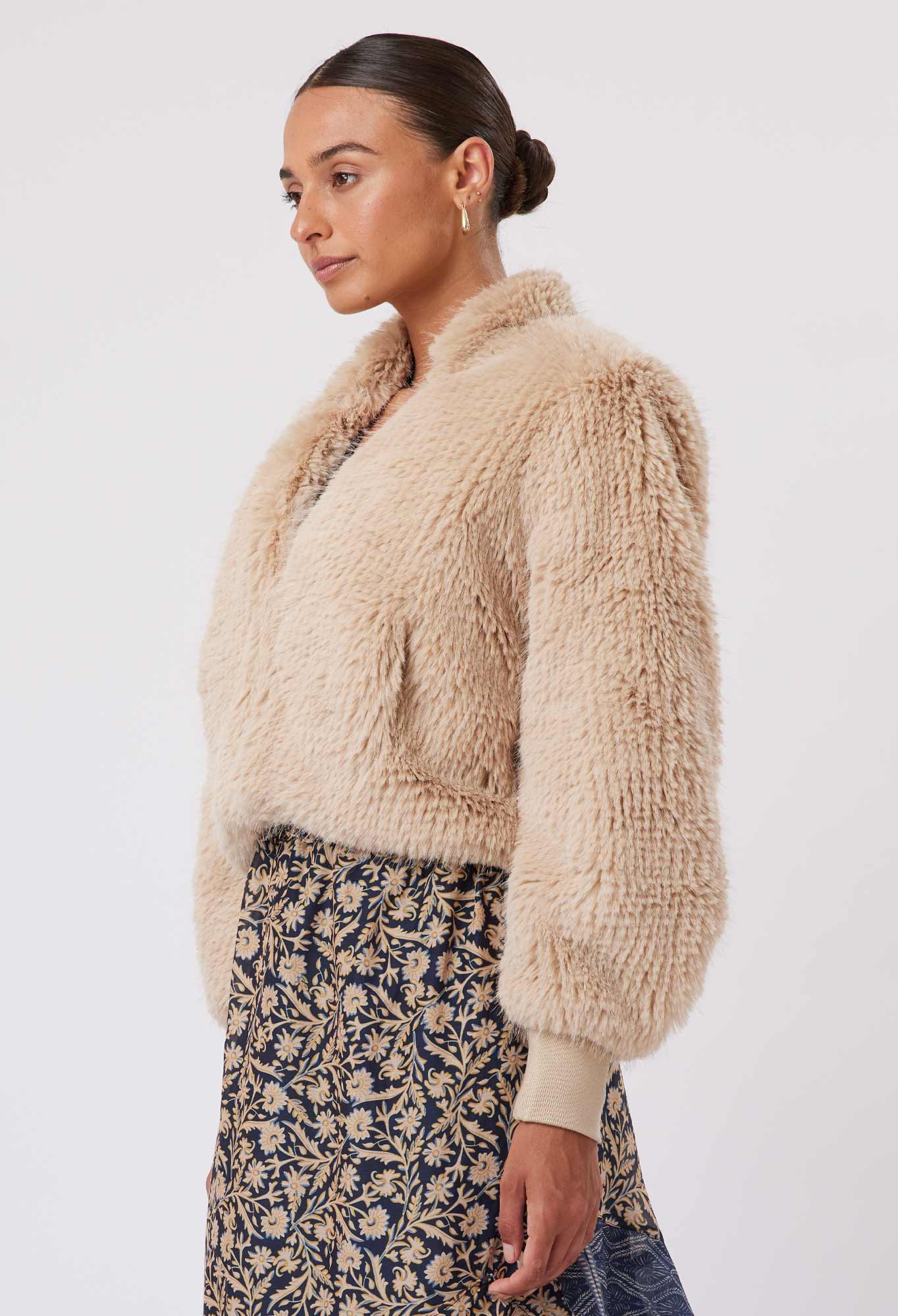 Farrah Faux Fur Jacket in Fawn