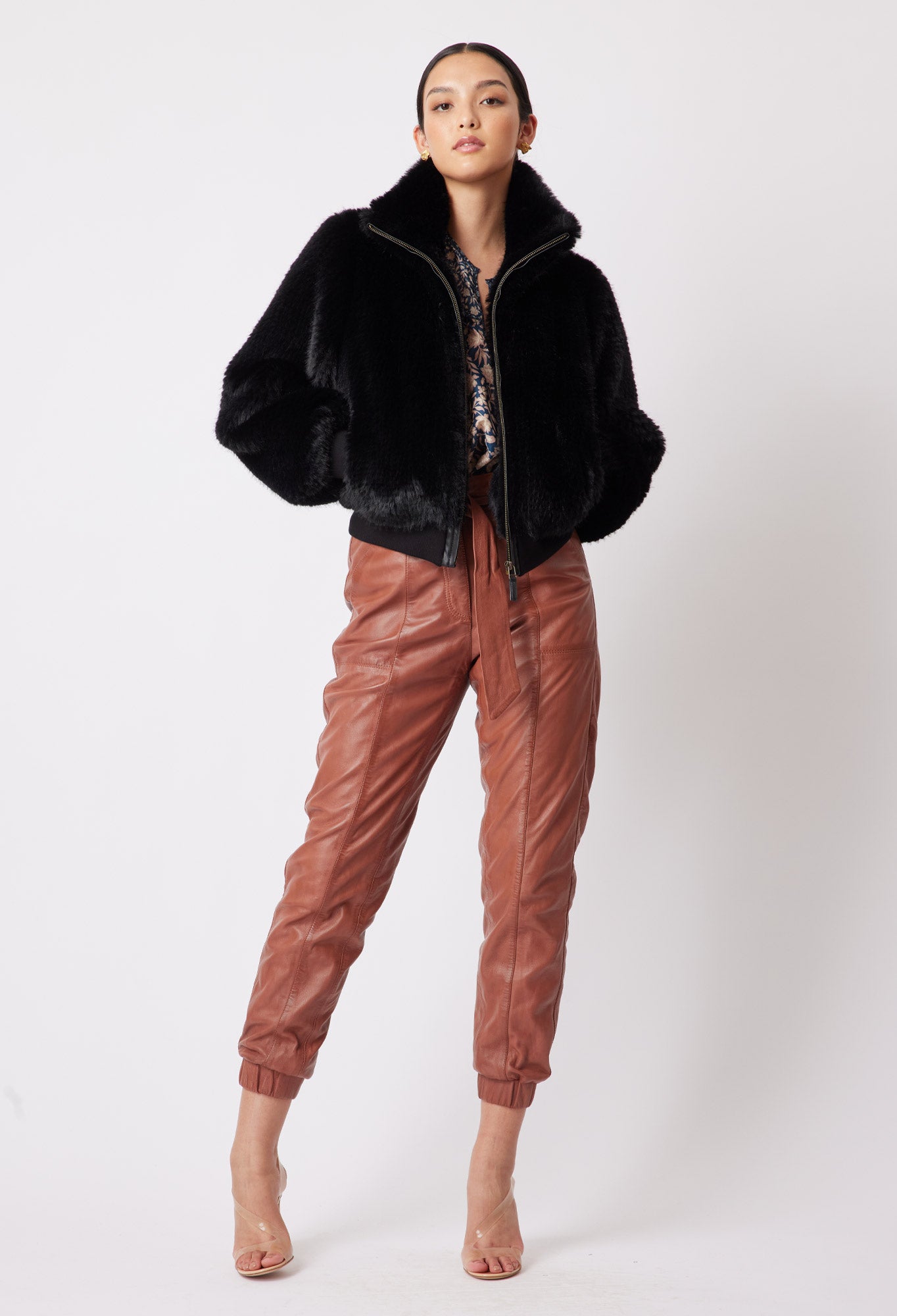 Tallitha Leather Pant in Rust