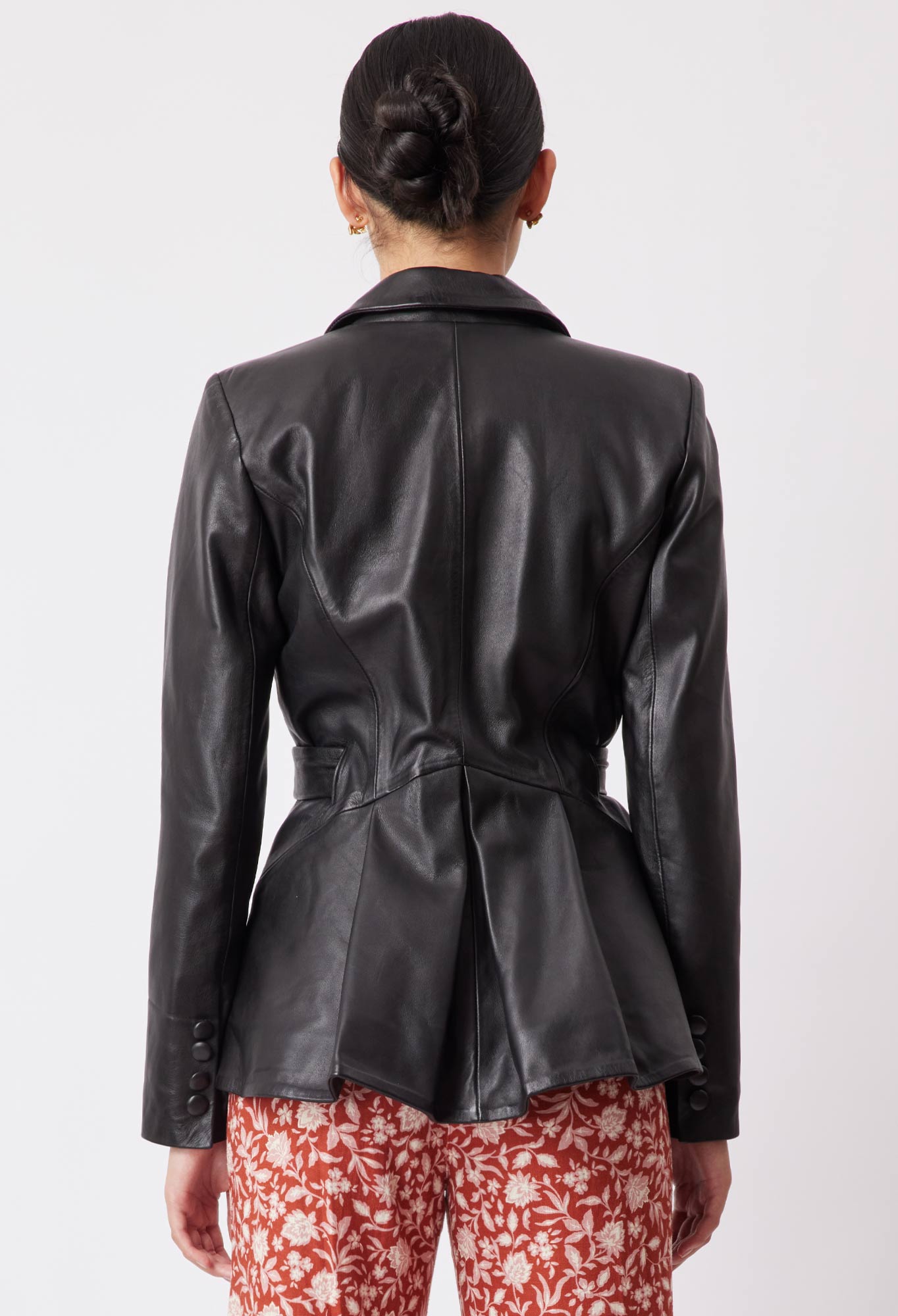 Loren Leather Blazer in Black