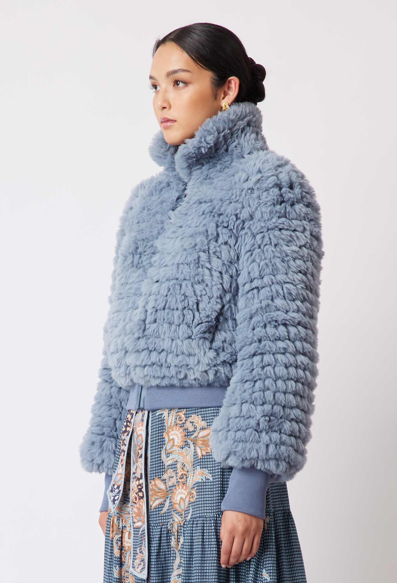 Tallitha Faux Fur Jacket in Sky