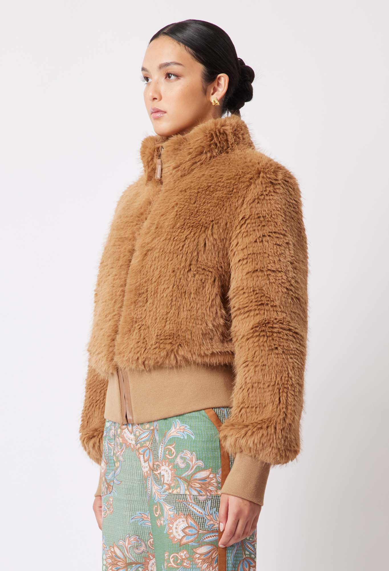 Novella Faux Fur Jacket in Tan