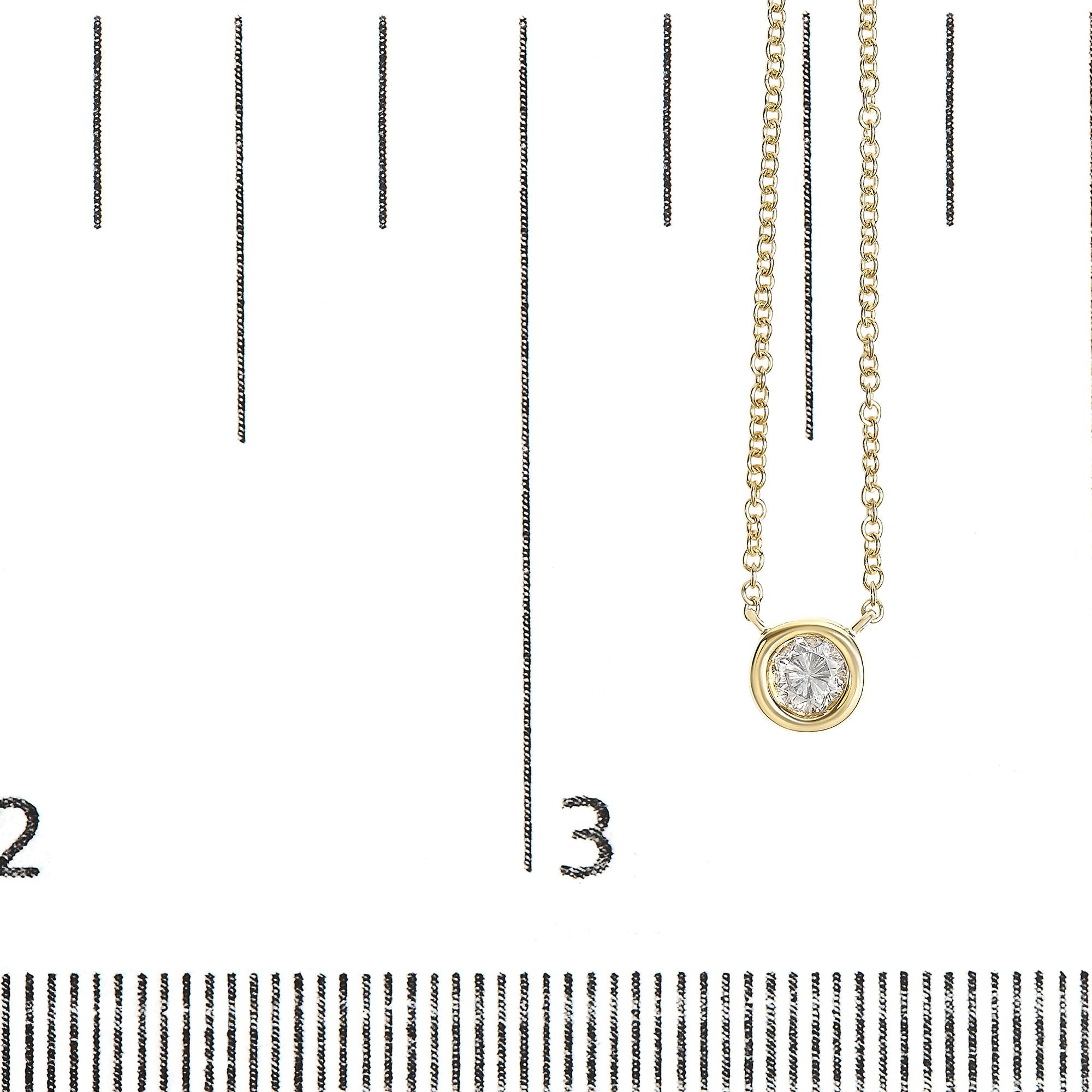 Haus of Brilliance - 10K Yellow Gold 1/2 Carat Round Brilliant-Cut Diamond Modern Bezel-Set Solitaire 16"-18" Pendant Necklace (H-I Color, SI2-I1 Clarity) image 2
