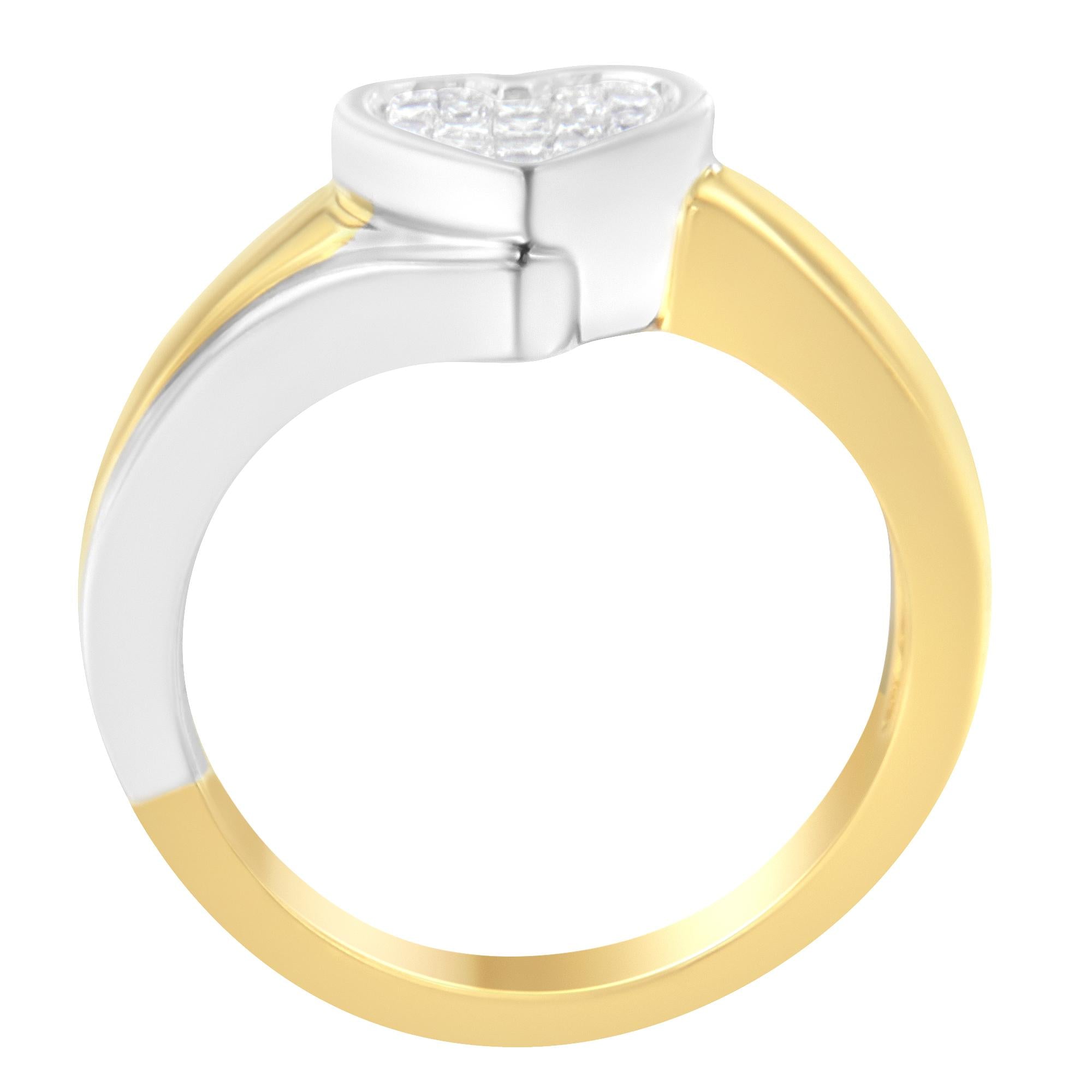 Haus of Brilliance - 14K Two-Toned Gold Princess-Cut Diamond Heart Promise Ring (1/4 Cttw, H-I Color, I1-I2 Clarity) image 7