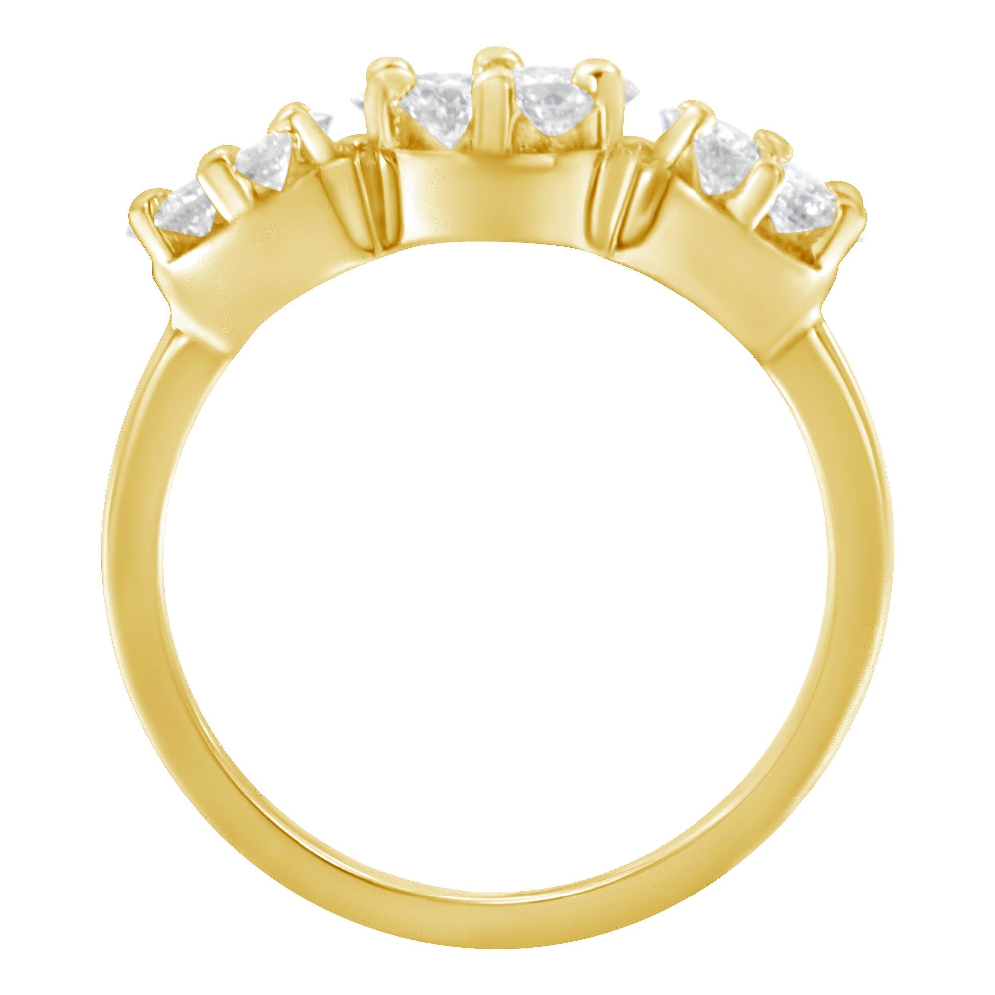 Haus of Brilliance - 14K Yellow Gold 1-1/4 Cttw Brilliant Cut Diamond Three Round Floral Clusters Engagement or Fashion Ring (H-I Color, SI2-I1 Clarity) image 3