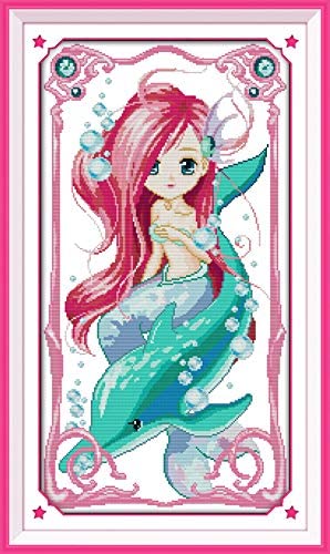 Stamped Cross Stitch Kits - Mermaid 17.7×30.7" – Maydear-Crafts