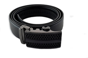 Black Genuine Leather Belt with Locking Buckle
