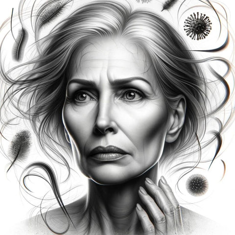 menopause hair loss of a mature woman
