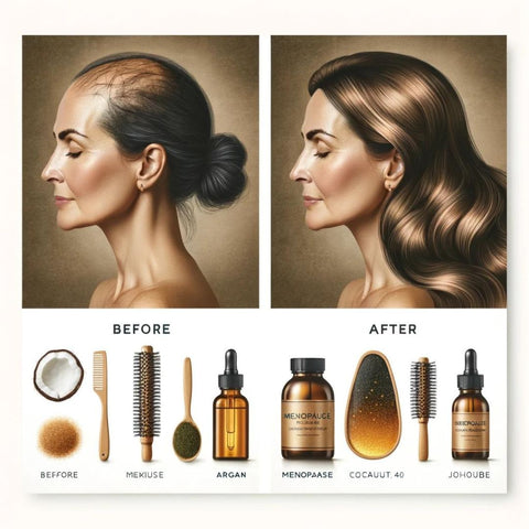 before and after images of hair oil transformation