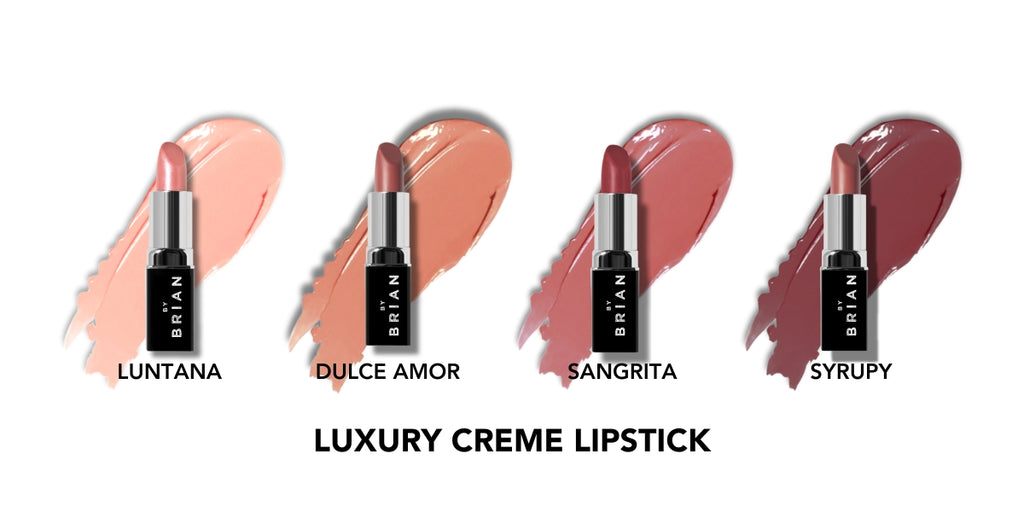 by brian luxury creme lipstick luntana dulce amor sangrita syrupy fall 2023 lipstick