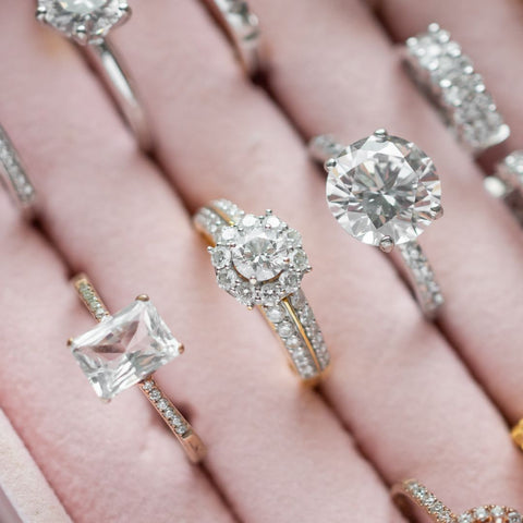diamond rings on a display