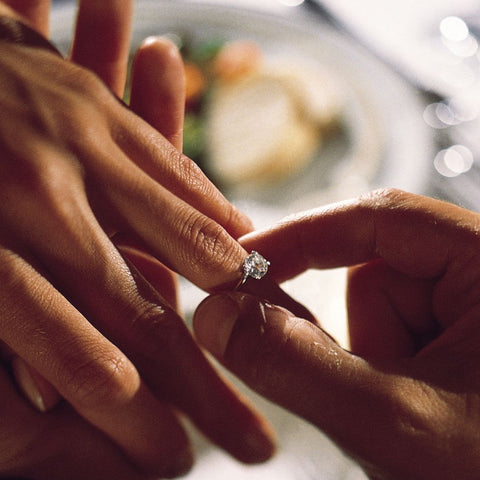 placing engagement ring on finger