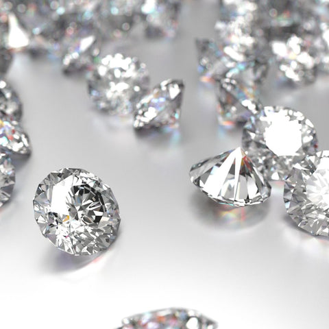 Diamonds reflecting on table