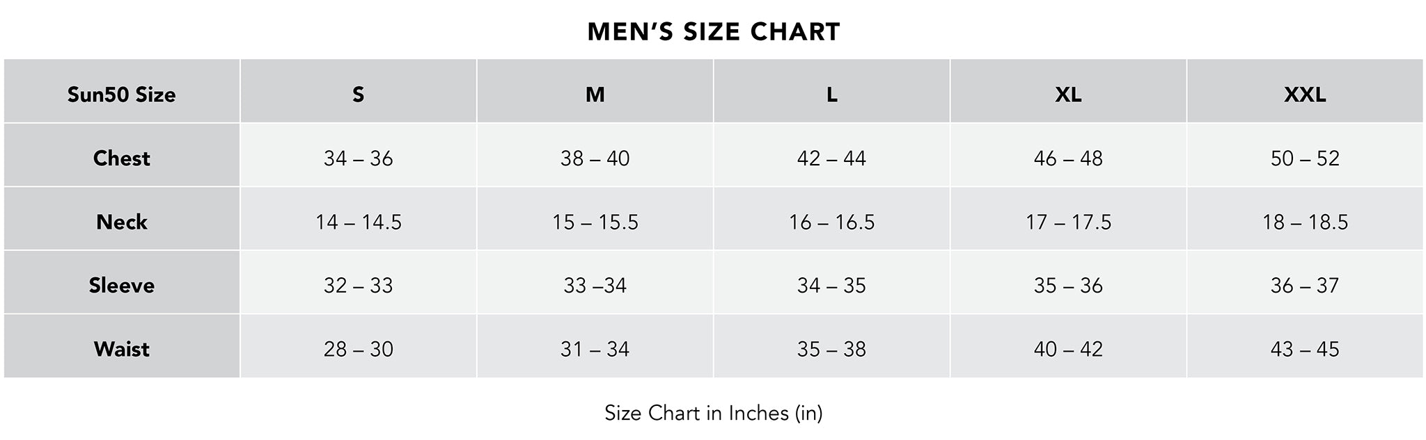 Men's Size Chart