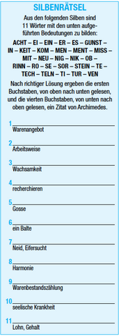 Silben-Kreuzworträtsel