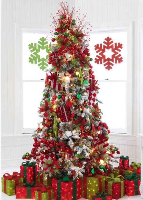 tinsel town tree, lighted packages