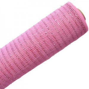 pink decorative mesh netting or ribbon 21" wide x 10 yd metallic pink