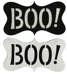 Black and white Halloween boo sign at Trendy Tree