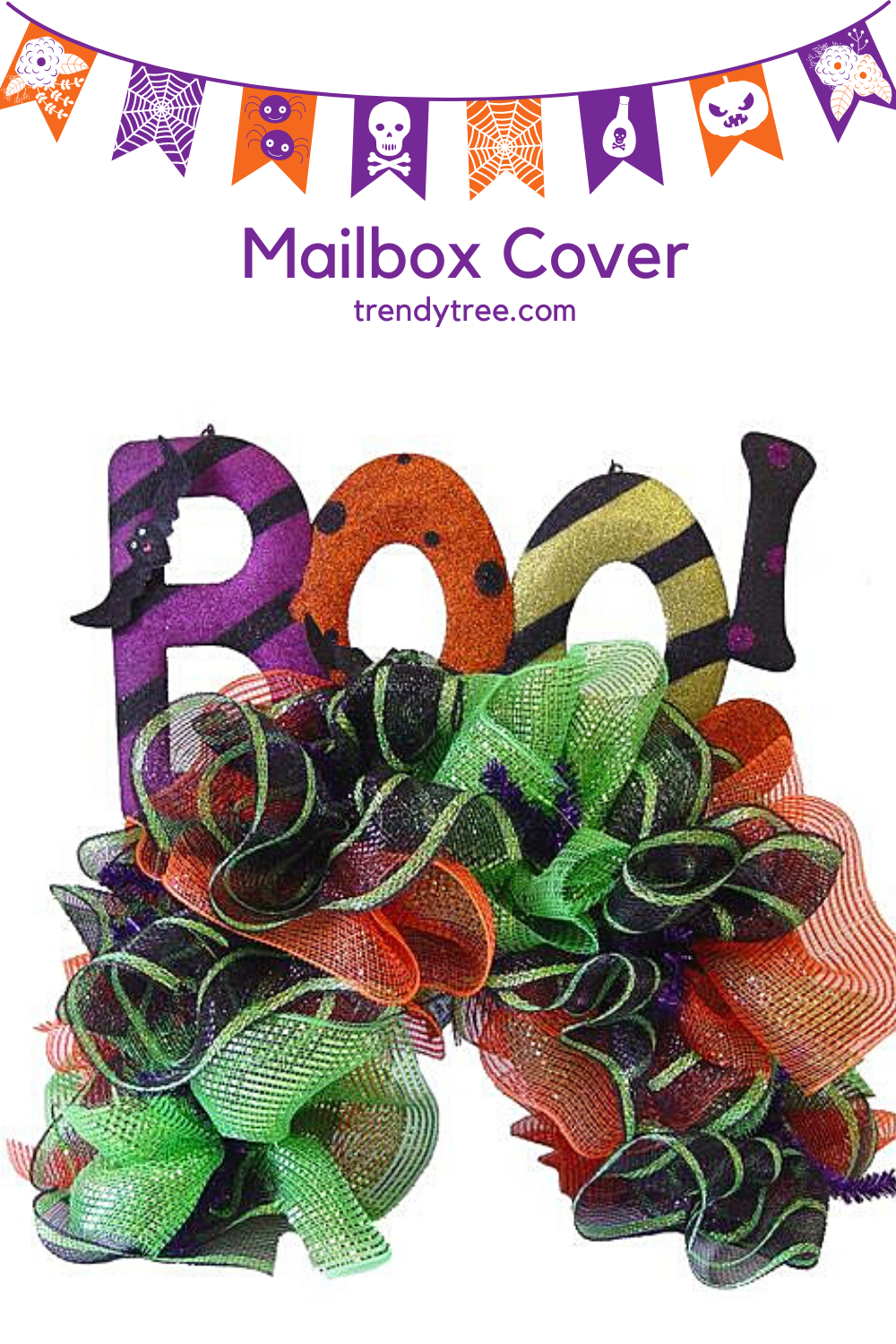 Halloween Mailbox Cover with Deco Mesh from Trendy Tree