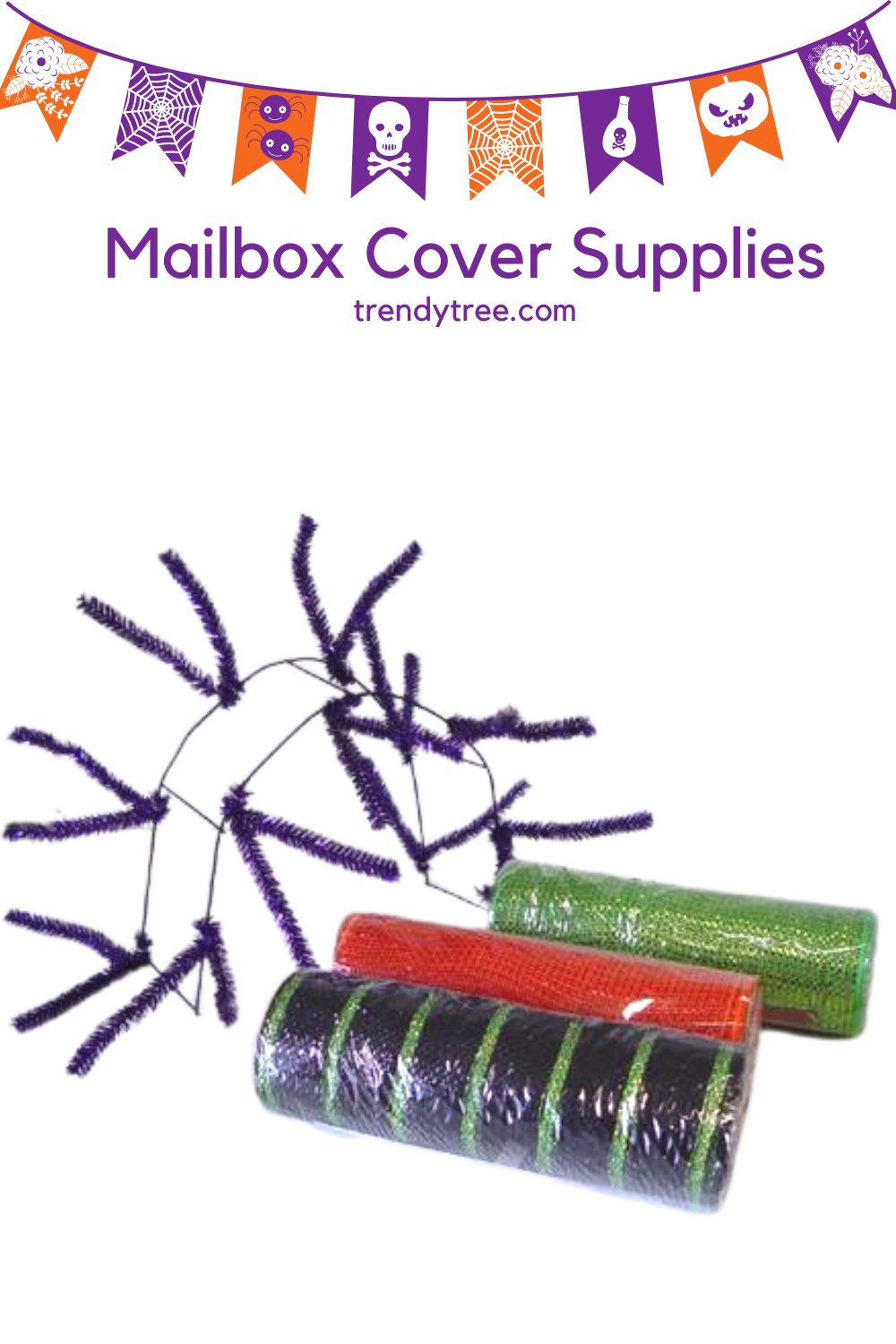 Mailbox cover tutorial using a straight pencil rail and Deco mesh from Trendy Tree