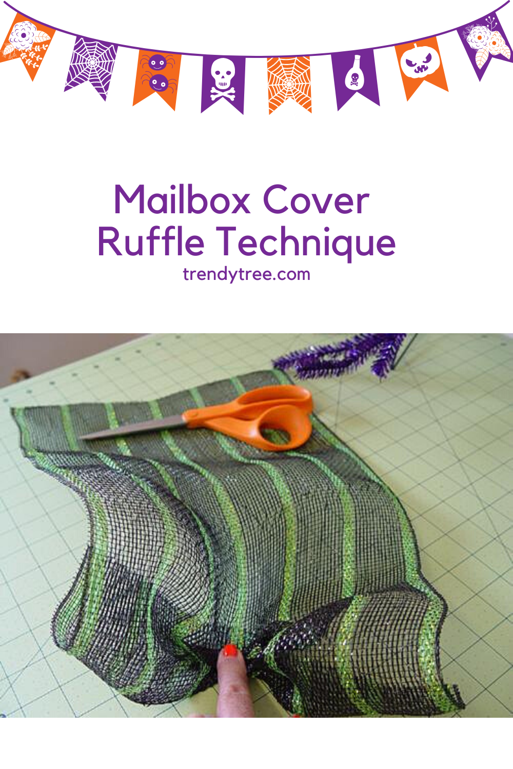 Ruffle technique for a mailbox cover using Deco Mesh from Trendy Tree