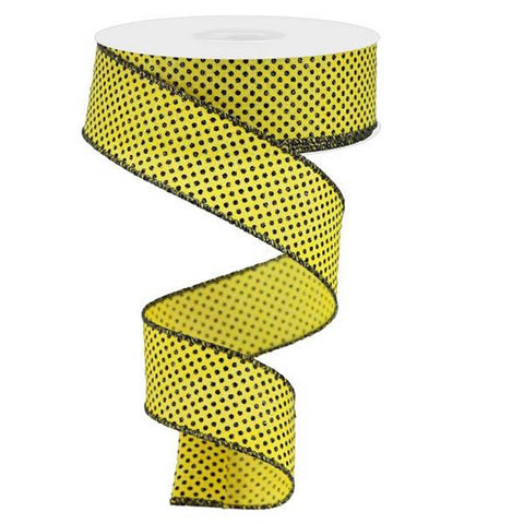 yellow black glitter dot ribbon