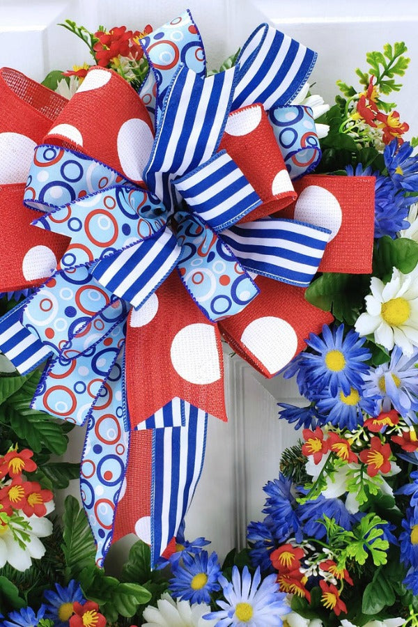 patriotic wreath, red white blue wreath, 