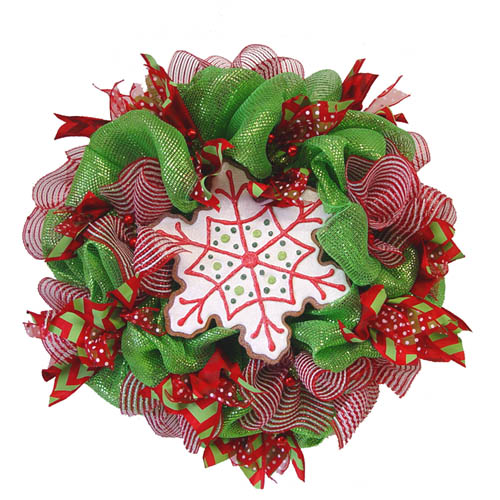 basic-green-wreath-snowflake-cookie