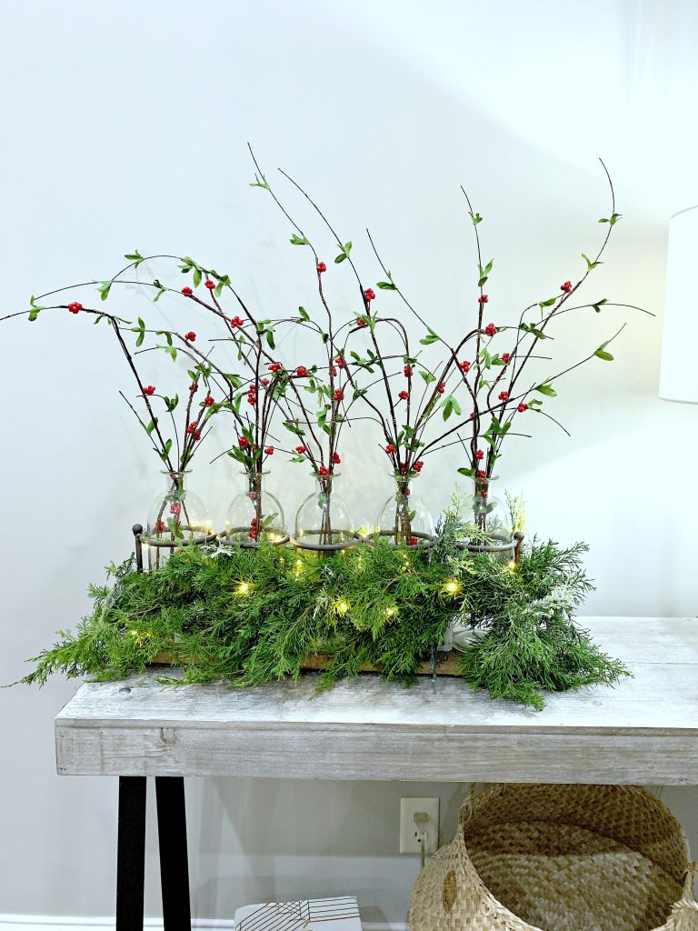 red berry pick, christmas floral arrangement