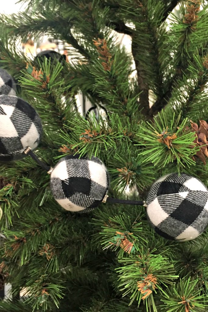 black white ibuffalo check, check ball garland, black white ball garland