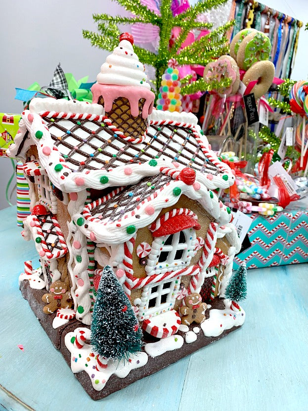 gingerbread house, candy house, claydough house, ice cream cone